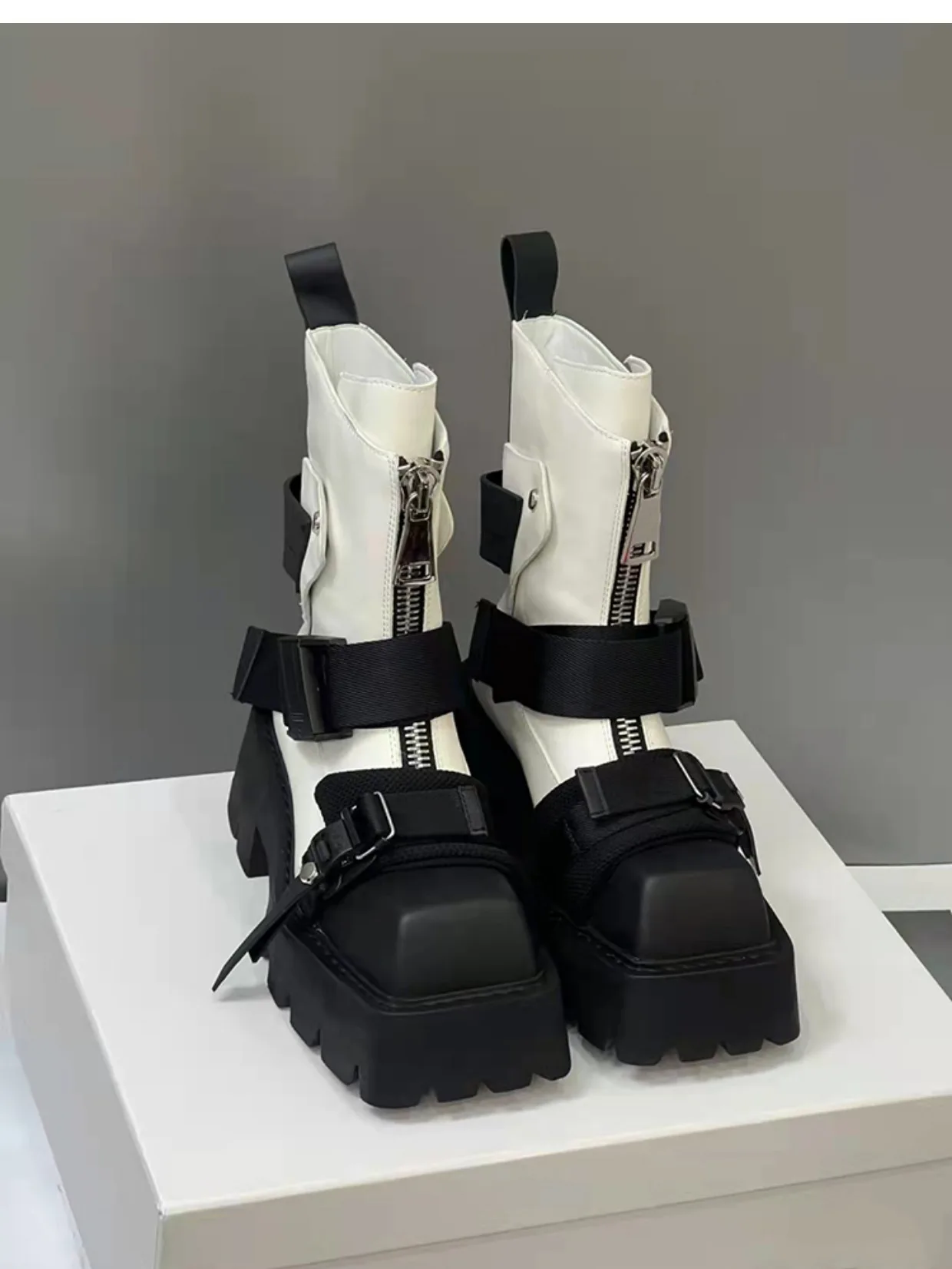 Belt Buckle Zipper Fashion Boots - true deals club