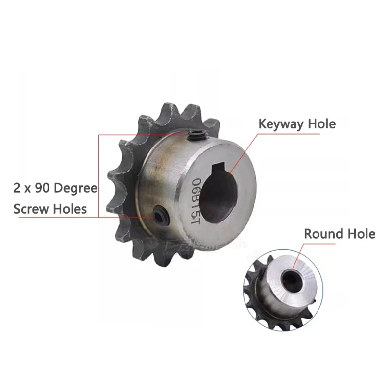 17-30Teeth Sprocket 3/8 Inch 06B Precision Industrial Drive Sprocket Wheel Single Row With Hole 14-28mm Keyway 5-8mm