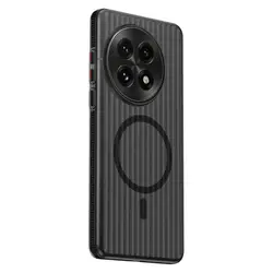 OnePlus 13 Transparent Magnetic Hard PC Anti-Slip Protective Back Cover for Aluminum (Black)
