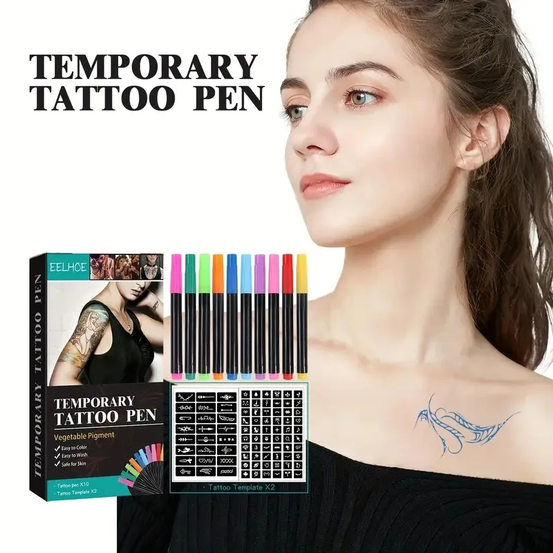 Vibrant Temporary Tattoo Pen Set for Creative Face and Arm Designs