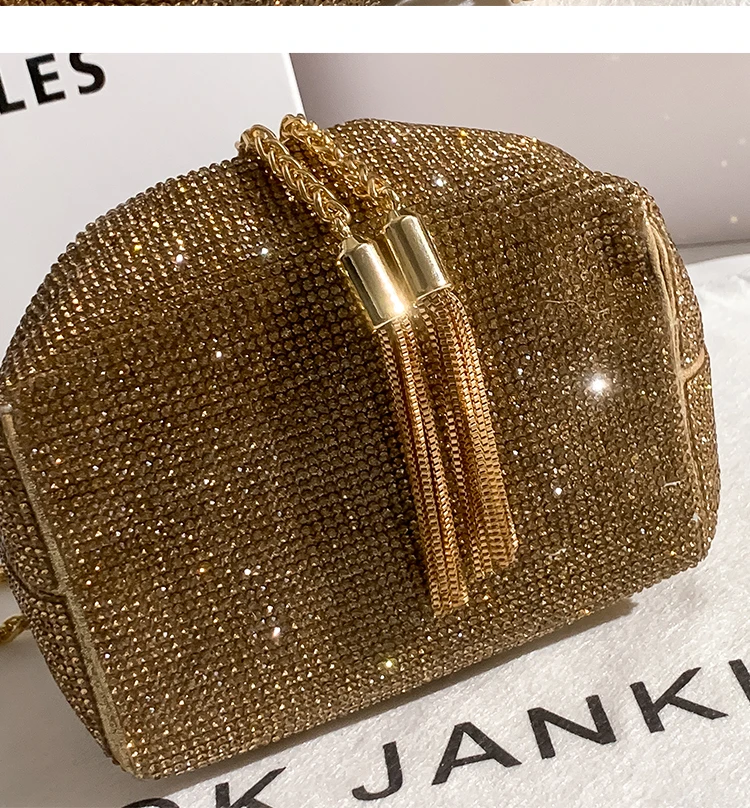 Wedding Bridal Women Evening Bag Chain Shoulder Handbags Elegant  Rhinestones Clutch Evening Bag Gold Luxury Purse Sac A Main - Evening Bags  - AliExpress