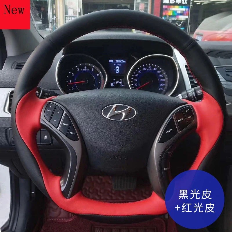 

New Hand-stitched Leather Suede Car Steering Wheel Cover for Hyundai ELANTRA LAFESTA MISTRA Ix35 TUCSON Verna CELESTA Ix25