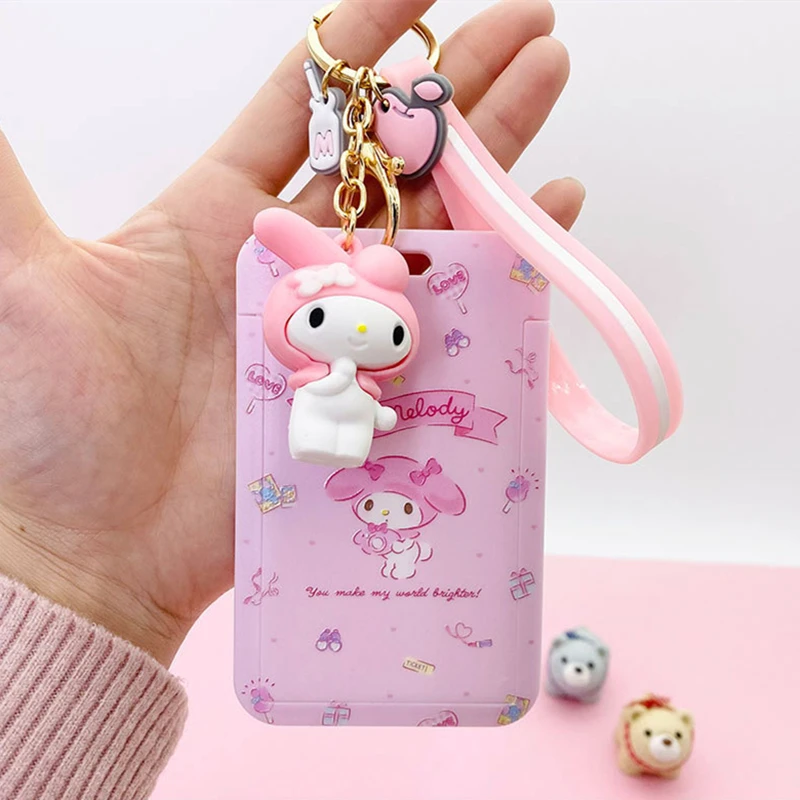 Plush Keychain Key Chain Bunny Keychain Balloon Dog Keychain Kawaii Sanrio Cinnamoroll My Melody Anime Keychain Pendant Purin Dog Cat Cute Card Holder Plastic Lanyard Card Holders for Girl