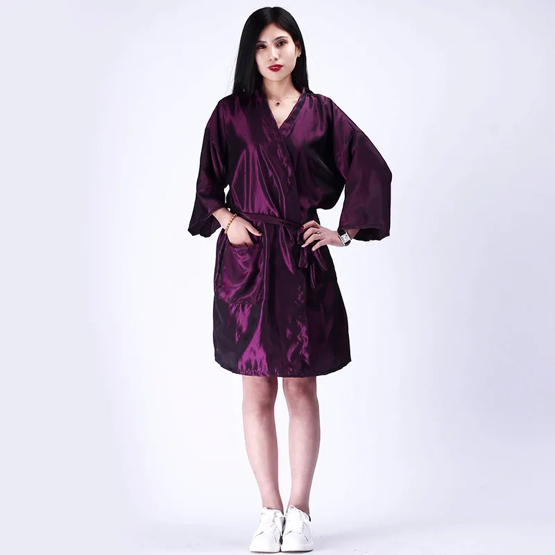 Salon Client Gown Robes Cape Hair   Cutting Smock for s Kimono Style Black dressing    3