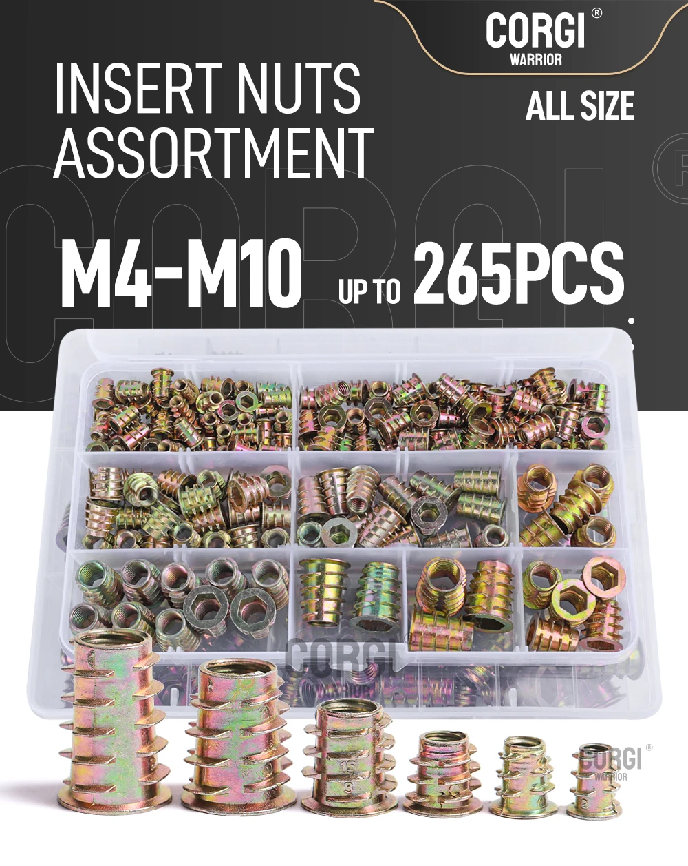 Kit Inserti Filettati Per Legno - 222 Pezzi Dadi A D In Lega Di Zinco Per Mobili (M4/M5/M6/M8/M10) - Foto 5