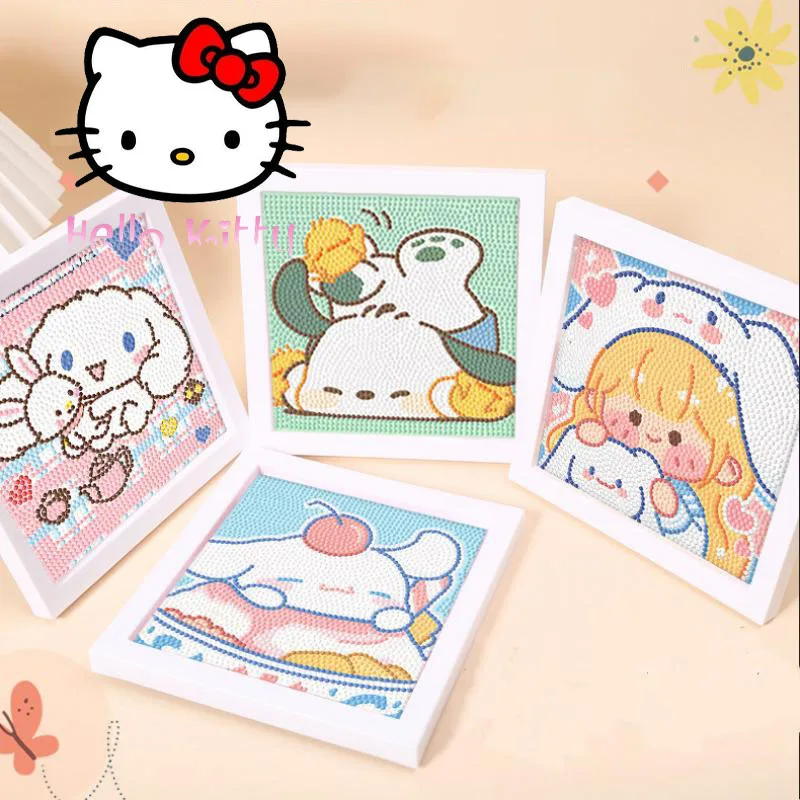 

Sanrioed Kittys Kuromi Diamonds Painting Kawaii Anime Accessories Diy Home Ornaments Cartoon My Melody Handmade Cute Gifts