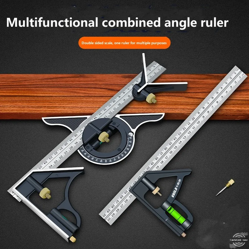 300mm Try Square Set Precise Stainless Steel Measuring Tool Combination Square Right Angle Workshop Carpenter Angle Level Ruler 2