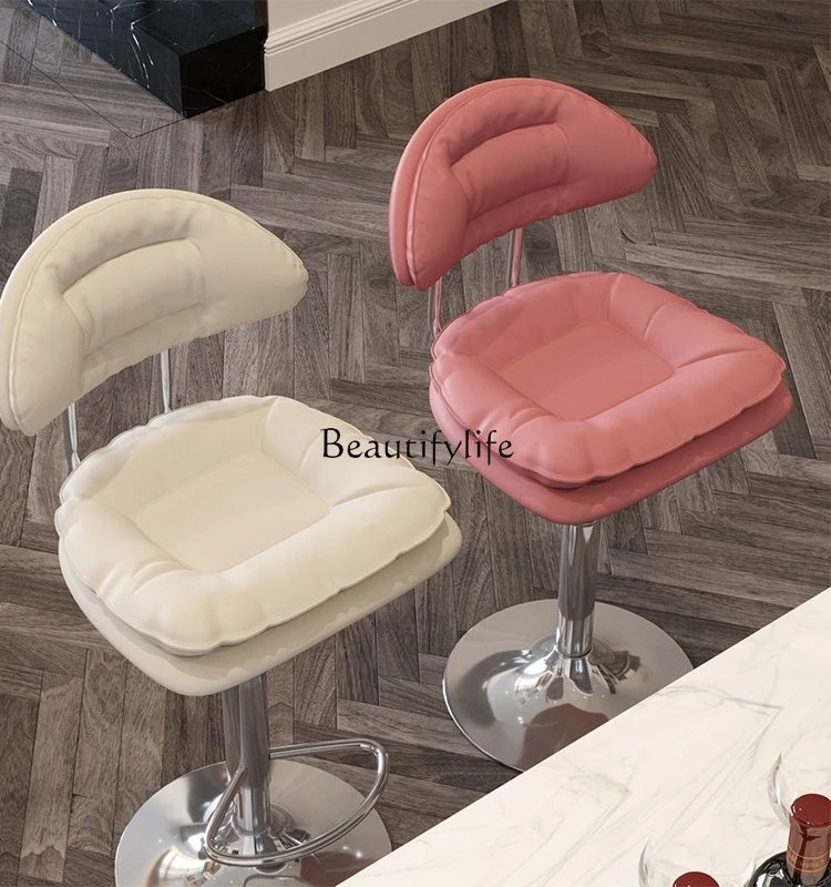 

Modern Simple Rotating Home Backrest High Stool Lifting Light Luxury Bar Chair