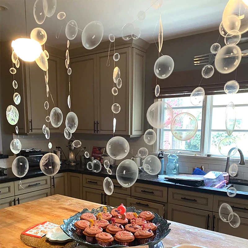 

2pcs 2M Transparent Bubble Garlands Under The Sea Party Hanging Ornaments Mermaid Theme Girls 1th Birthday Party Decoration