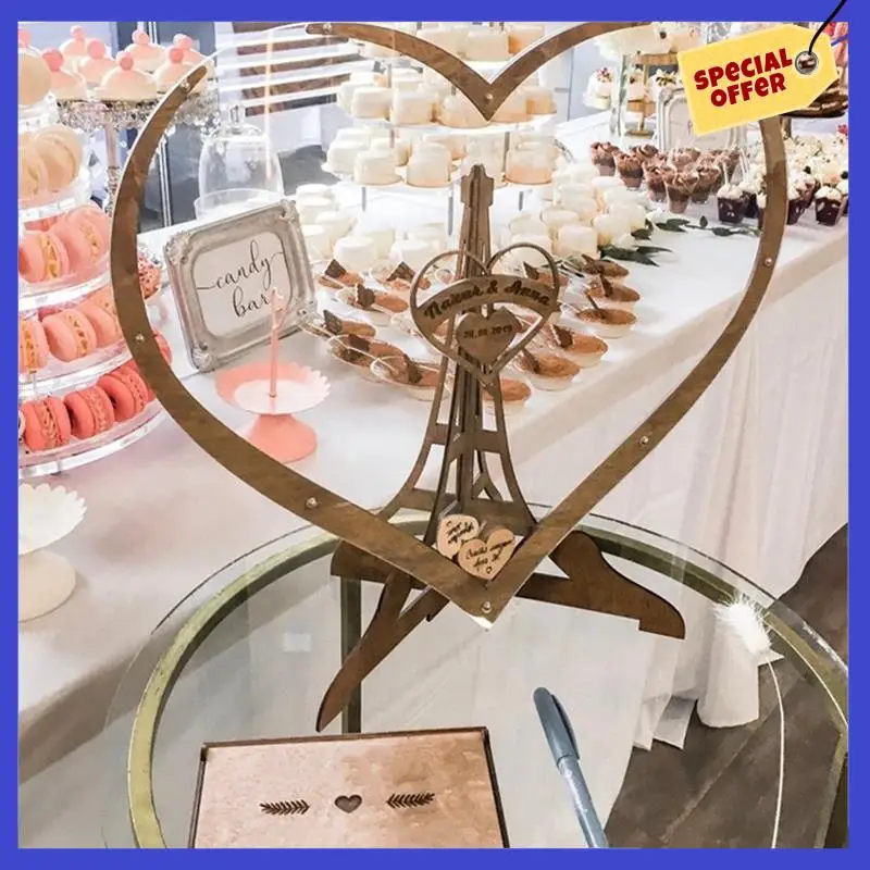 Wedding Guest Book Alternative Wedding Decor 3D Engraved Guestbook Guest Drop Box Welcome Card Decorations Durable , B
