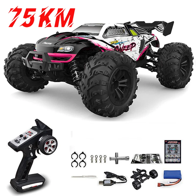 

Rc Cars Off Road 4WD with LED Headlight,1/16 Scale Rock Crawler 4WD 2.4G 75KM High Speed Drift Remote Control Monster Truck Toys