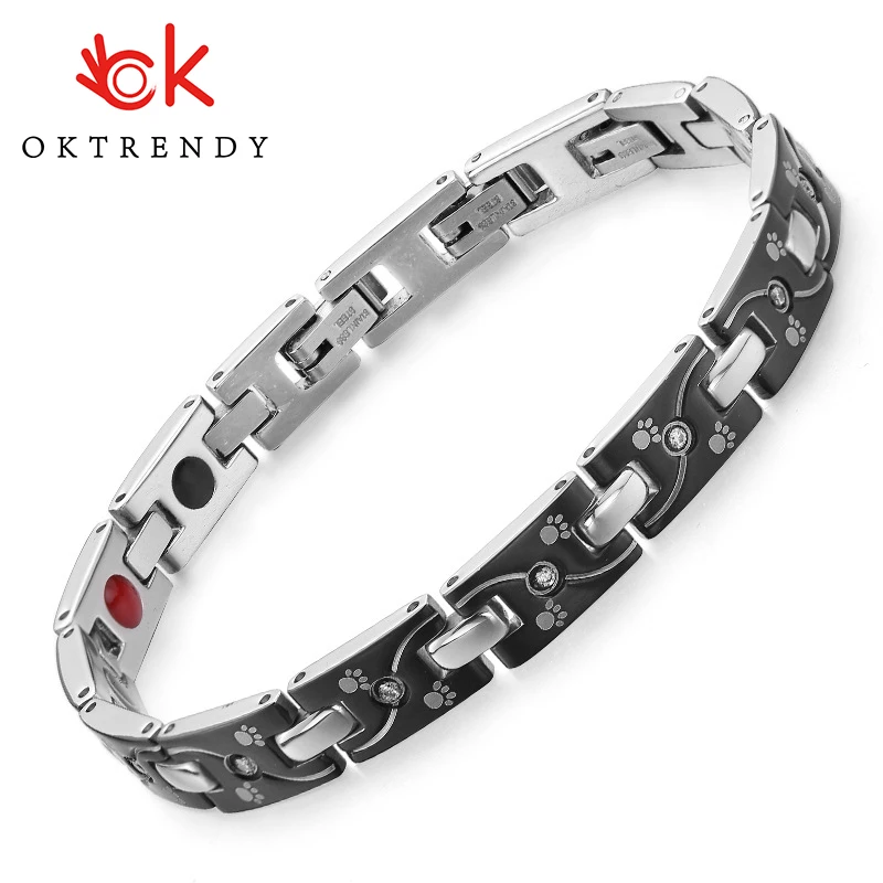 

Magnetic Bracelets For Women With 3000 Gauss Power Premium Titanium Bracelet Stainless Steel Adjustable Female Bracelets Black