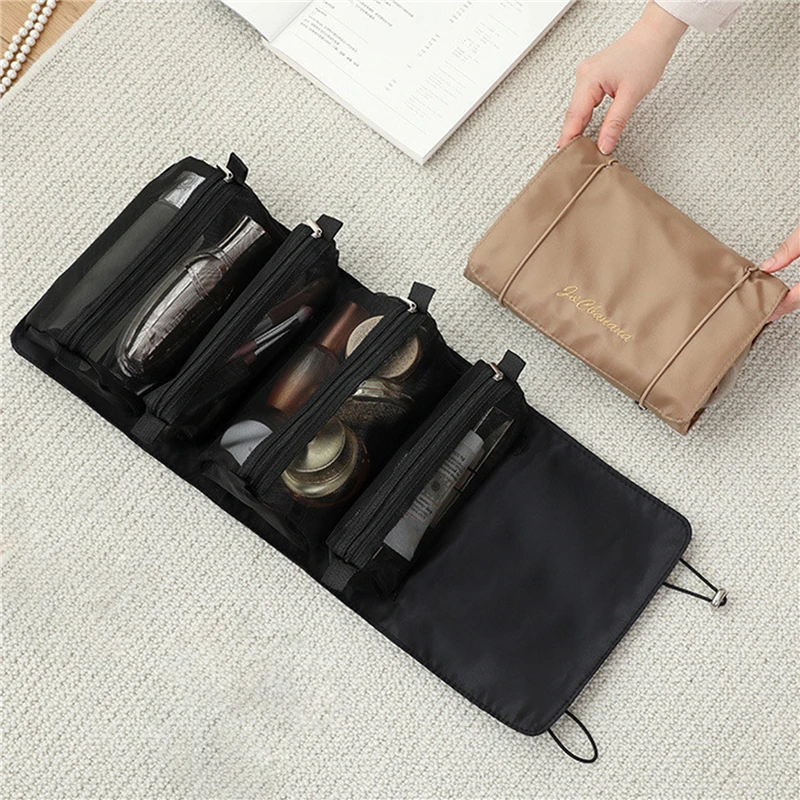 여성용 화장품 가방, 여행용 메쉬 멀티 포켓 메이크업 박스 가방, 세면 용품, 멀티 그리드 메이크업 브러쉬, 립스틱 보관 가방
