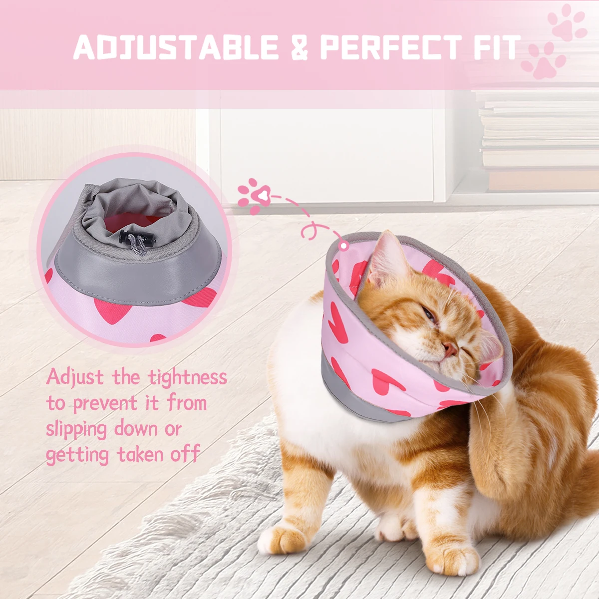 1pc Soft Cat Recovery Collar,Protective Adjustable Pet Cone Collar for After Surgery,Comfortable Lightweight Elizabethan Collar 4