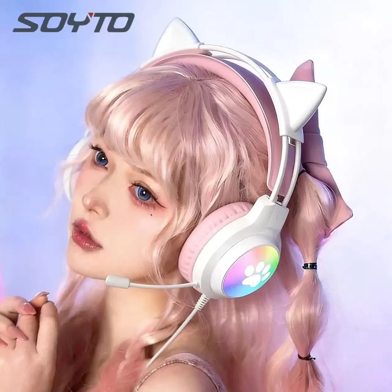 소이토 글로잉 유선 게이밍 헤드폰 (마이크 포함) 고급스러운 디자인의 오버이어 헤드셋 (PC, 노트북, 라이브 스트리밍, 게임용)