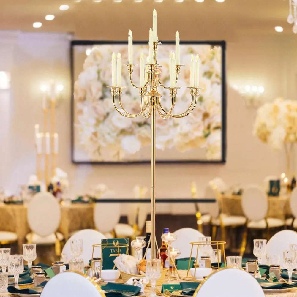 H70cm/130cm) 13 arms Wedding Centerpieces Table Decoration Sets Gold Metal Candle Stands2774