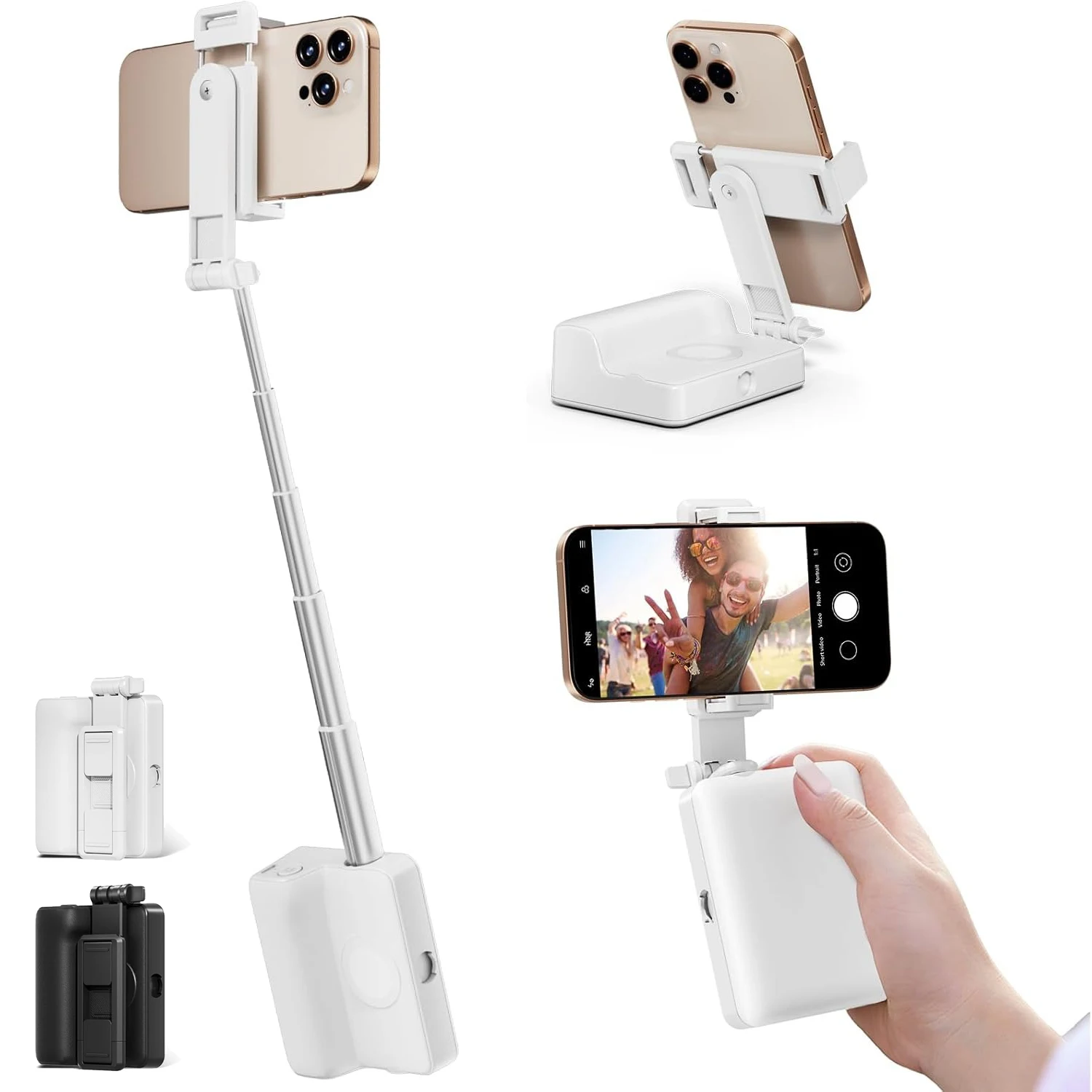 Foldable Phone Selfie Stick,360&deg; Rotatable Phone Holder ,Wireless Connection & One-Click Shooting for Vlog/Live Streaming