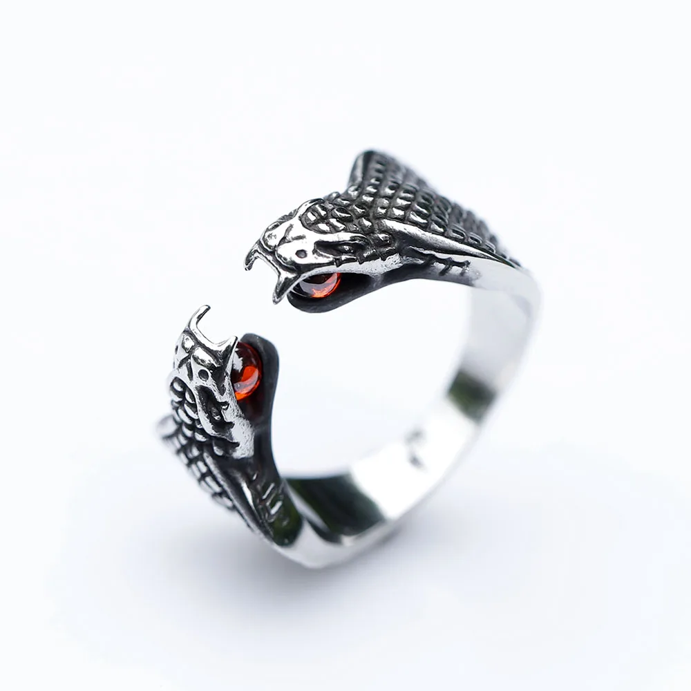Anello a fascia con serpente intrecciato per uomo: anello gotico con serpente in argento 925K, gioielli con serpente fatti a mano, anello avvolgente - Italia