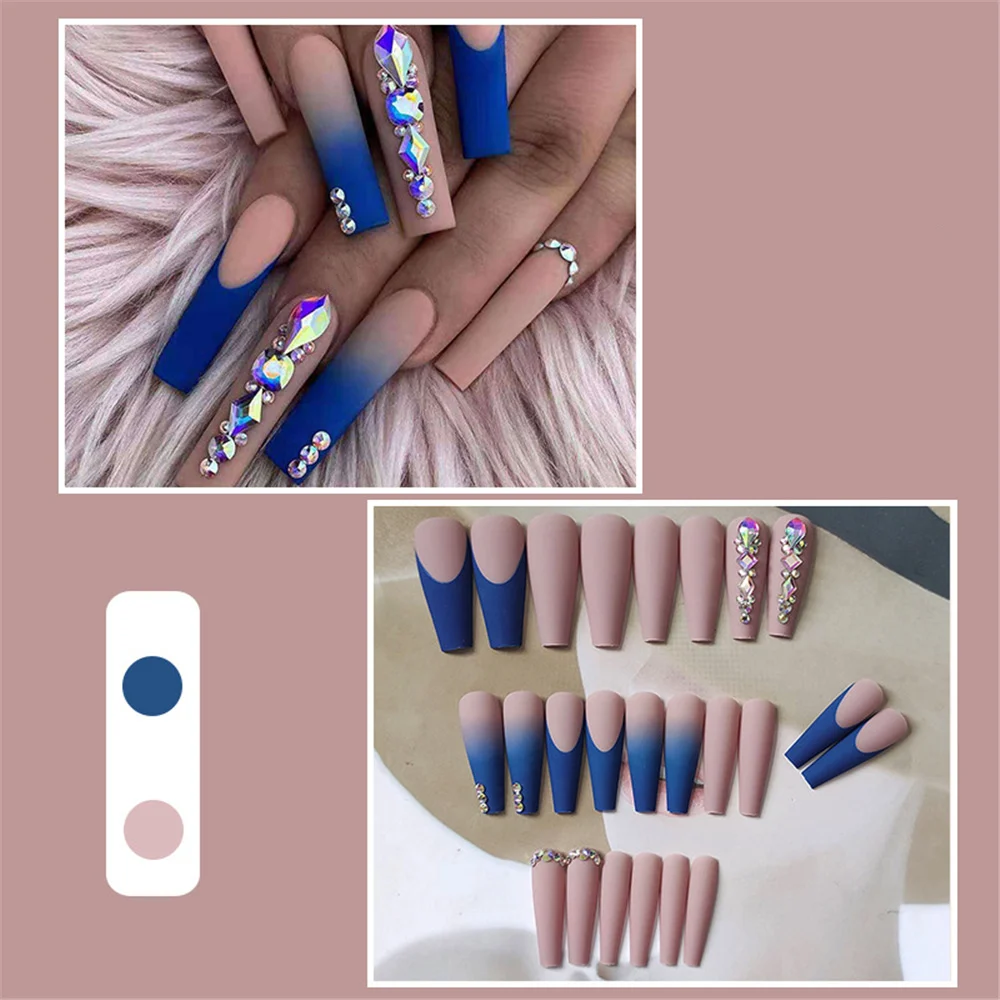 Shimmery Midnight Blue Press on Nails Matte or Gloss Choose Your Shape Coffin  Nails Stiletto Nails Glue on Nails Fake DIY Nails - Etsy Hong Kong