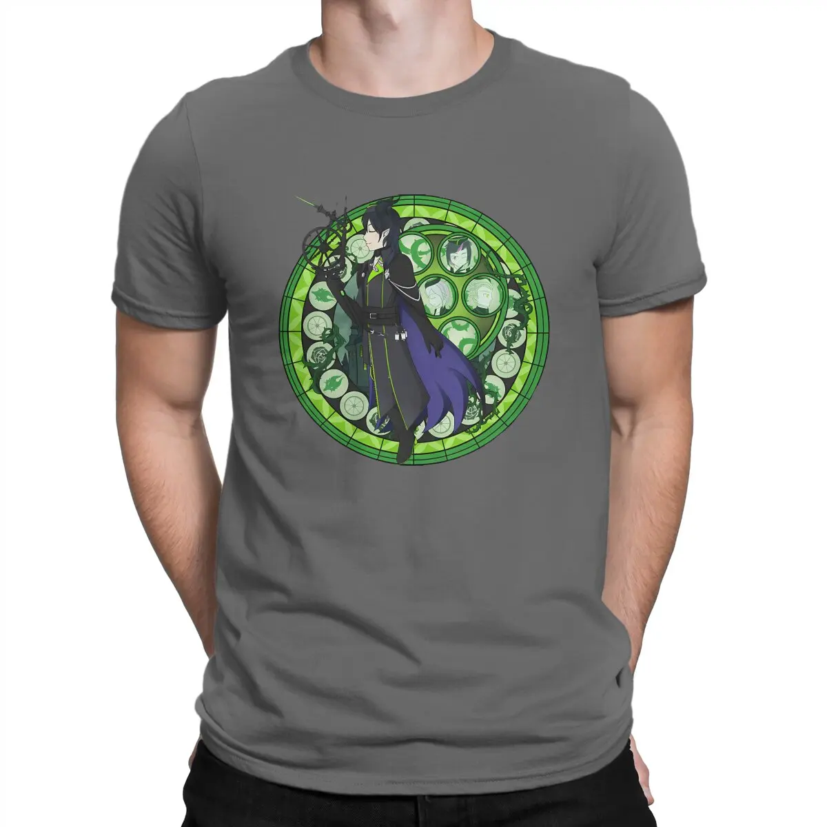 thumbnail image 1 of Camiseta de vidrieras Diasomnia para hombre, camiseta de manga corta con cuello redondo y diseño de Draconia Crazy Tees, de algodón puro, ideal para regalar., 1 of 7