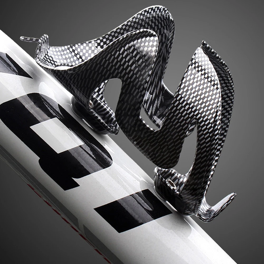 Bike Water Bottle Cage Holder + 2 Screws Cycling Accessory Carbon Fiber Texture Biking Portable Dustproof Cycling Parts