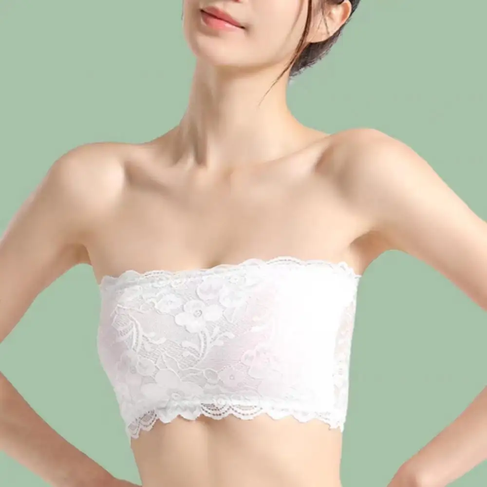 One Piece Seamless Strapless Lace Bustier Bandeau Women's Push Up Bra