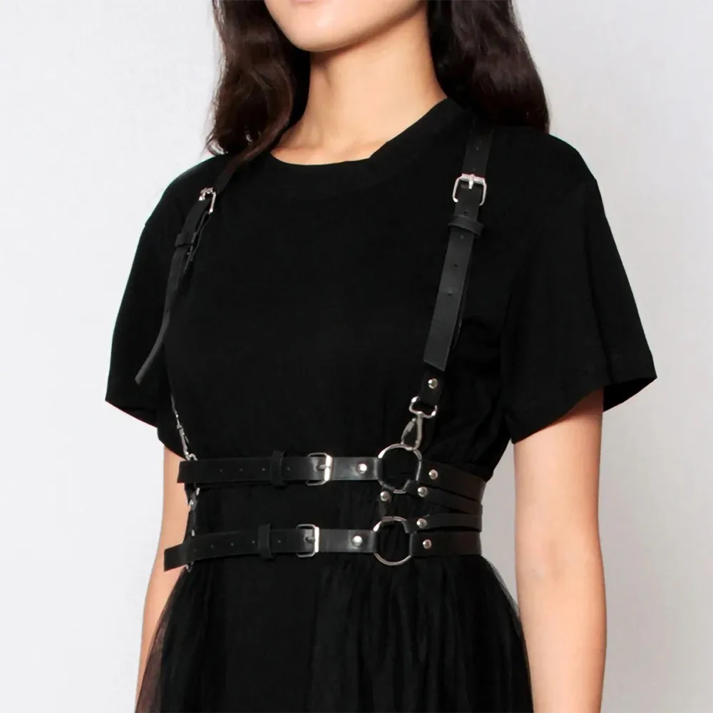 PU Leather Harness Top Belt Chest Corset Harness Garter Body Chain Cage  Gothic | eBay
