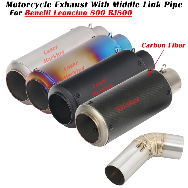 

Slip On For Benelli Leoncino 800 BJ800 Motorcycle Exhaust Escape System Modified Carbon Fiber Muffler Middle Link Pipe