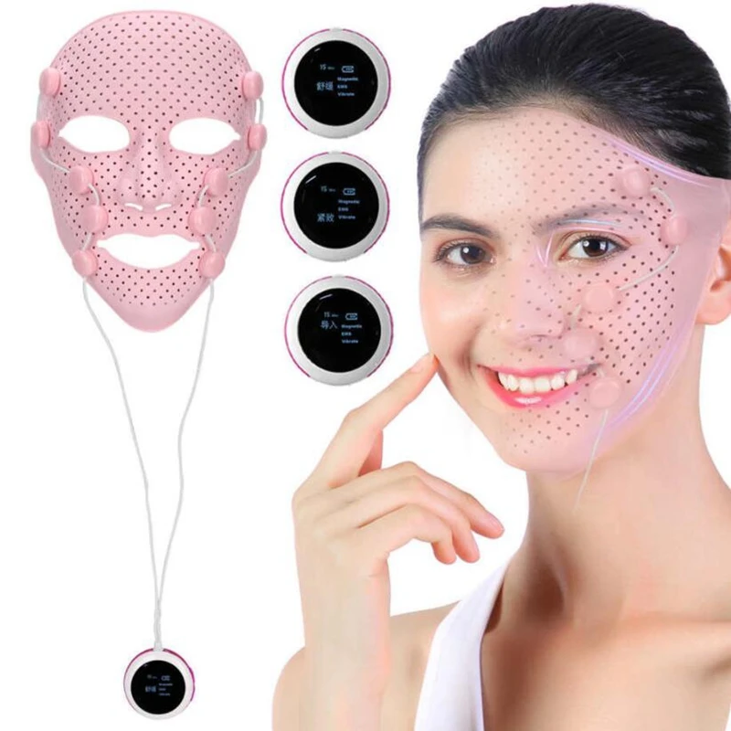 

3D Silicone Facial Mask Electric Vibration V Face Massager Anti wrinkle Magnet Massage Facial Care Equipment