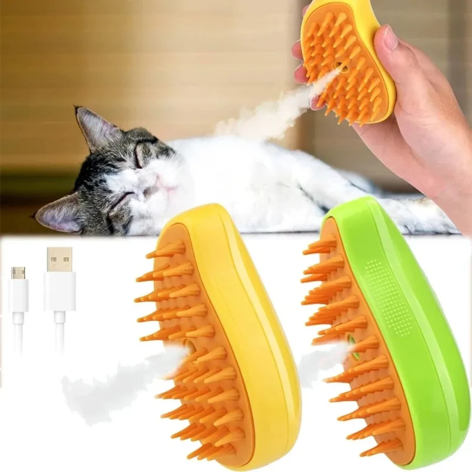 Cat Comb Massage Pet Steam Dog Brush Spray Triple Hair Removal Comb Grooming Cats Brushes Supplies Removes Hairs