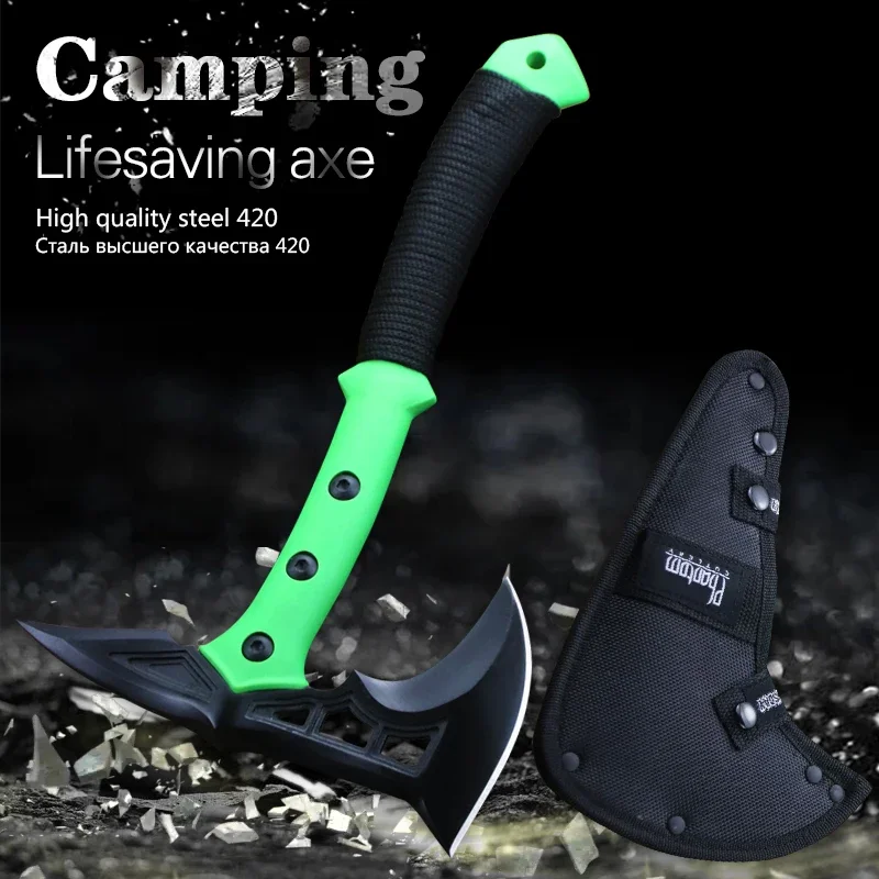 

Camping equipment Tactical hand axe premium 420 steel car camper car Pointed life saving axe Bush adventure cutting axe