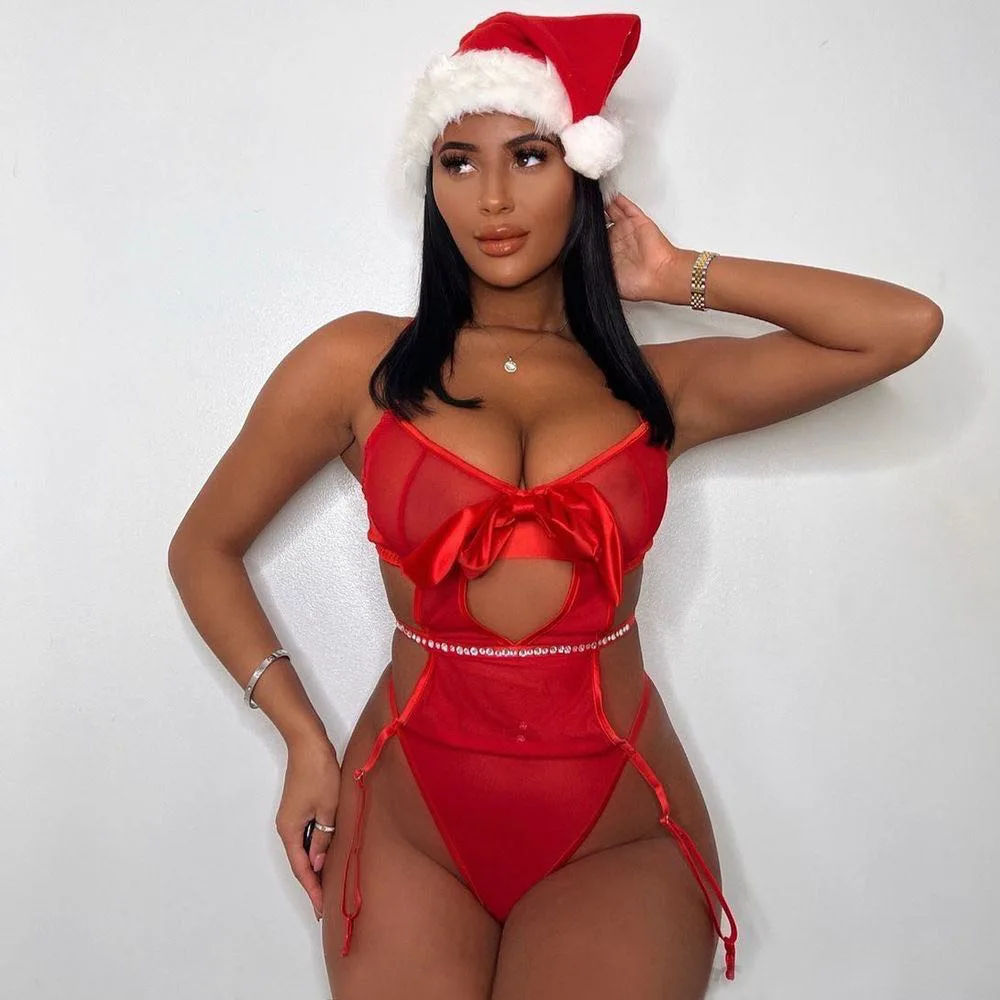 

Lingerie Sexy Seducive Underwear Women Bodysuits Christmas Red Lingerie Sexy Exotic Apparel Lenceria Sexy Hot Caliente Gift