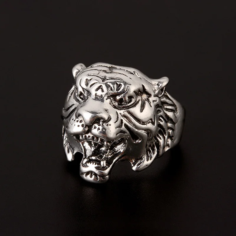 Anello Aperto Regolabile Con Testa Di Tigre, In Rame Ipoallergenico - Gioiello Vintage Unisex Per Uomo E Donna, Idea Regalo Originale