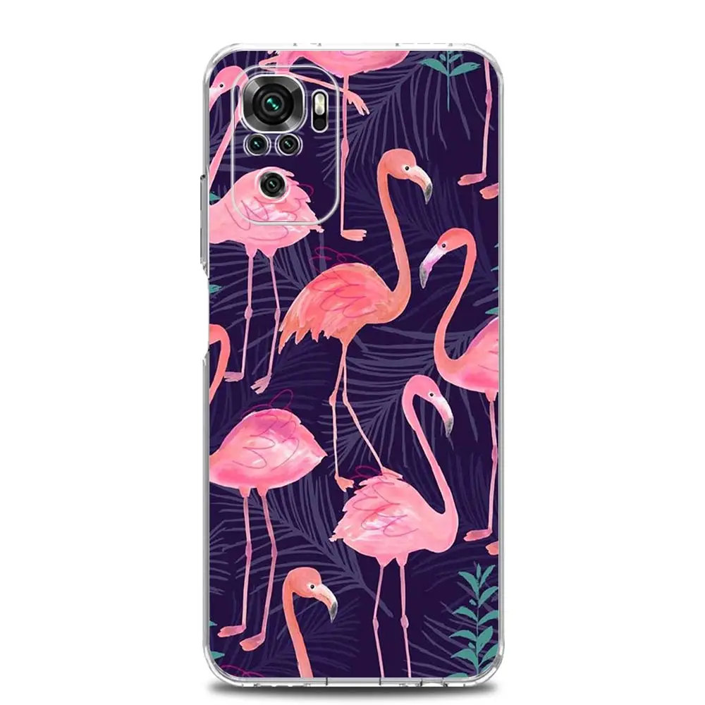 Clear Pink Flamingo Leaf Design Phone Case