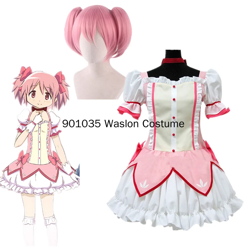 

Anime Cosplay Kaname Madoka Cosplay Dresses Wig Puella Magi Madoka Magica Costumes Woman Headwear and Gloves Free Socks