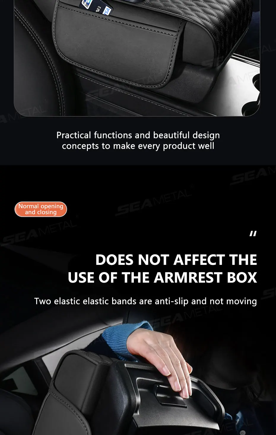 SEAMETAL 7CM verdicktes Armlehnenkissen für Auto, hochdichtes Schwamm-Mittelkonsolen-Armlehnenpolster, Auto-Höhen-Ellenbogenstützkissen – Detail 8