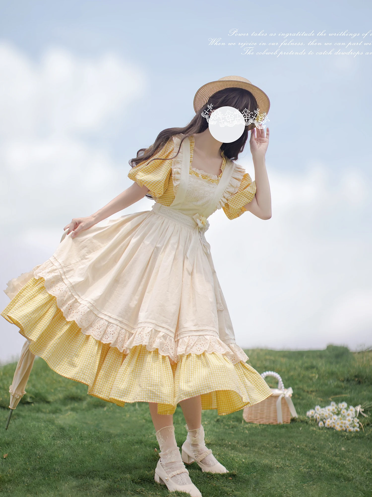 Harajuk Original French Retro Dress Looks Slim White Sweet And Elegant Lolita Tea Party Kawaii Girl Overskirt Birthday Party