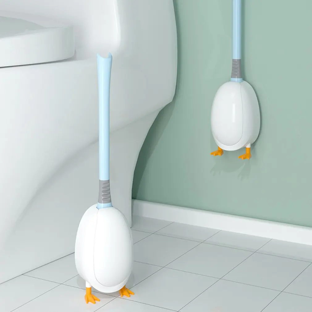 Duck Toilet Brush Holder Set Bathroom Silicone Wall Mounted Brushes