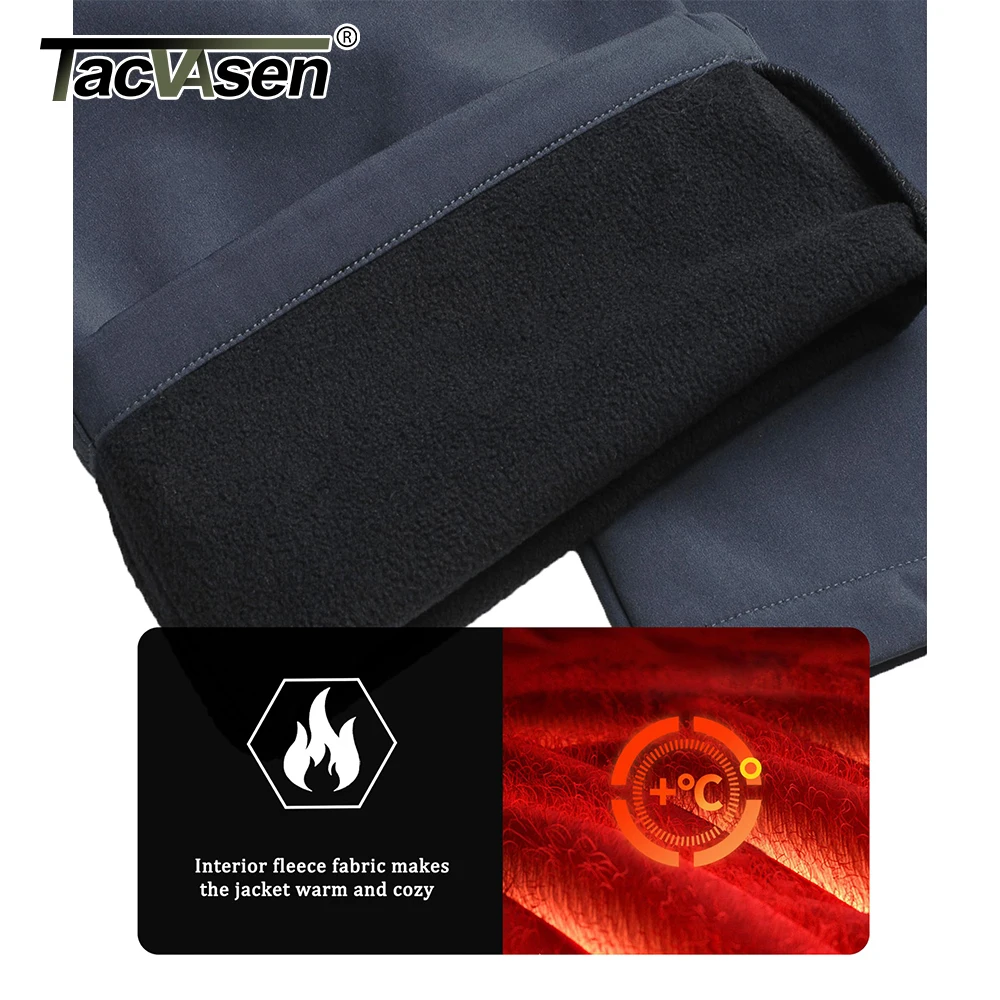 Winter Men Casual Pants Soft-shell Work Waterproof Fleece Lining Multiple Pockets Camping Hiking Outdoors Trousers TACVASEN casual pants,sports pants,tactical pants