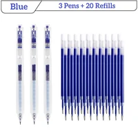 3 Pens 20 Refills Retractable Gel Pens Set 0.5mm ST Tip Quick-Drying Black Red Blue Soft Grip Transparent Design Smooth Writing 2
