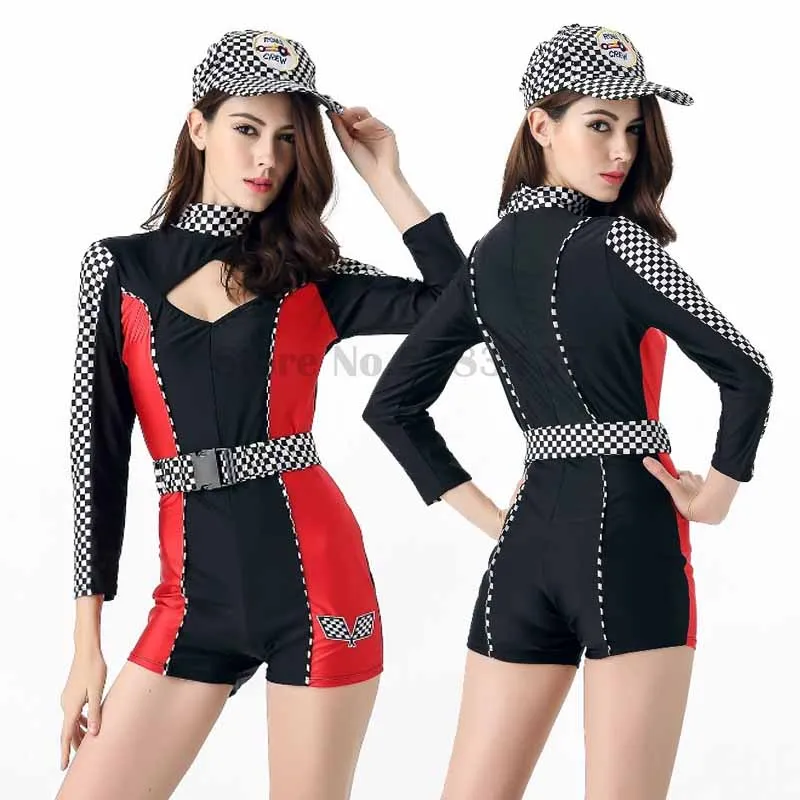 

Women Sexy Race Car Driver Costume Racer Cheerleading Cosplay Costume Jumpsuit Racing Girl Uniform Halloween Fancy Dress Up