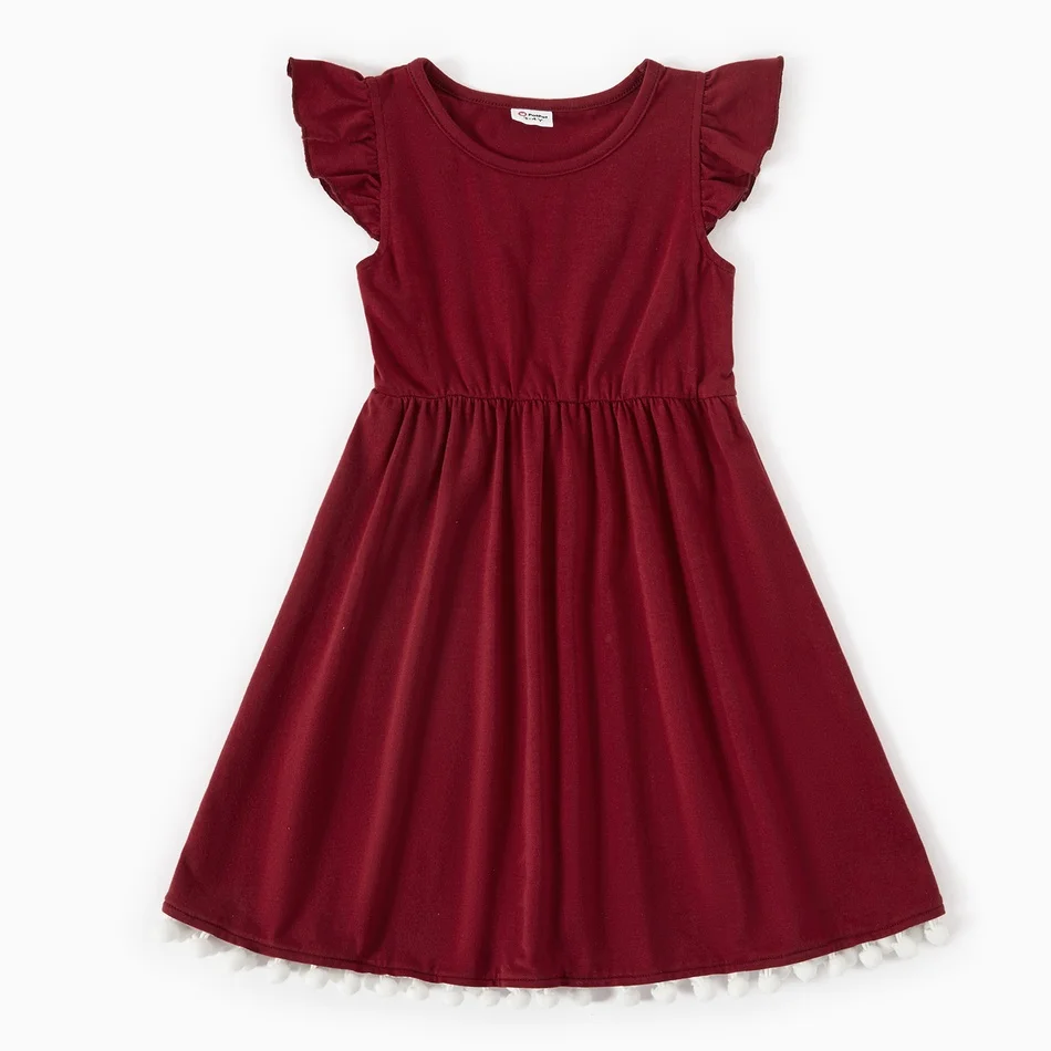 PatPat Mosaic Family Matching Red and White Series Sets(V-neck Dresses-T-shirts-Rompers) for Matching Outfit