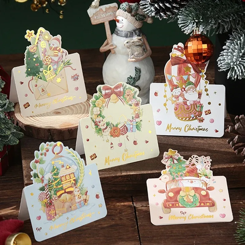 100/1pcs Christmas Greeting Cards 3D Foldable Paper Card Postcard Party Wedding Envelope Decor Creative Christmas Gifts Supplies