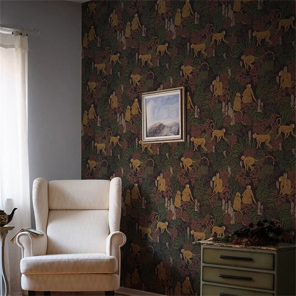 quarto, pintura de parede, americano, tropical, selva,