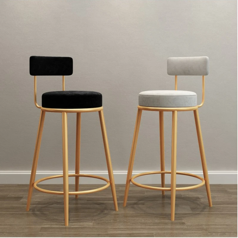 Bar stool Nordic bar chairs modern iron art high stools kitchen backrest bar stools Cafe velvet chair counter work home furniture