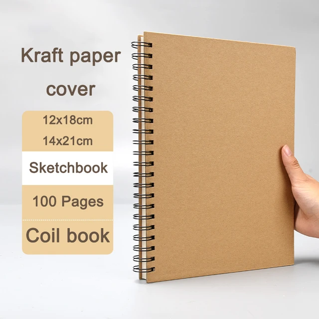 1pc Kraft Paper Cover Spiral Sketchbook