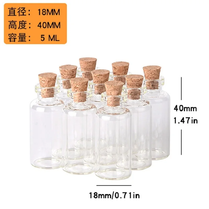 10 Pcs18 * 40Mm Cintura Trasparente Tappo In Legno 5Ml Bottiglia Di Vetro Può Essere Utilizzato Per Bottiglia Di Profumo Bottiglia Di Gioielli Bottigl