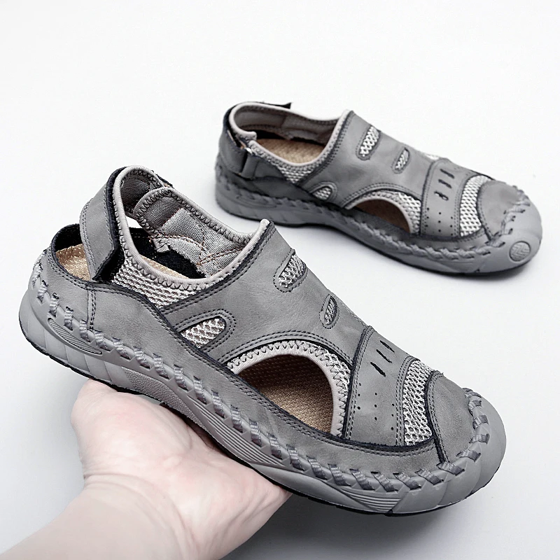 

Hot Sale Summer Men's Sandals Outdoor Non-slip Men's Beach Sandals Handmade Genuine Leather Men's Shoes Fashion Men Sneakers