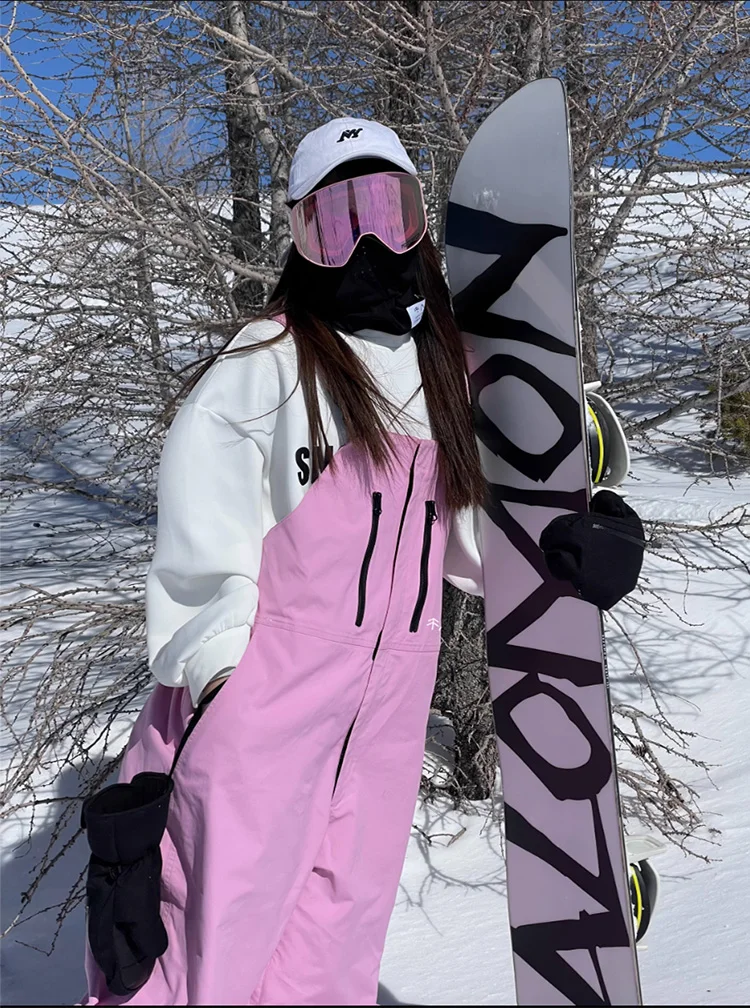 Unisex Pink Ski Pants Overalls