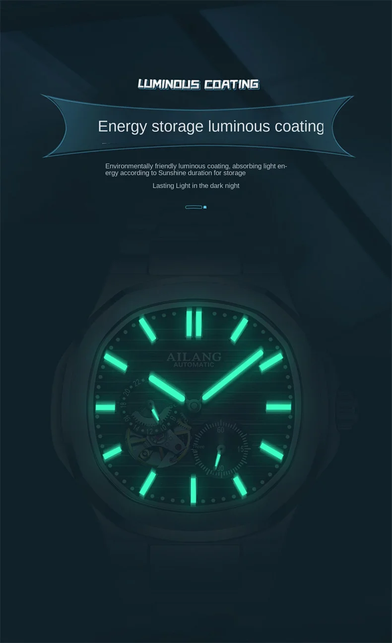 AILANG Sport es for Men Luminous 3ATM Waterproof Automatic Mechanical Genuine Stainless Steel Wrist_voghion.com